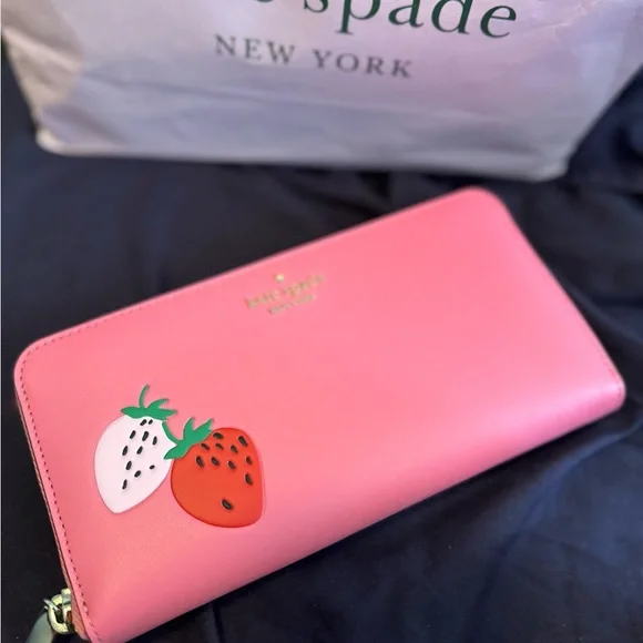 Kate Spade Pink Wallet with Strawberry Design - Picture 2 of 3